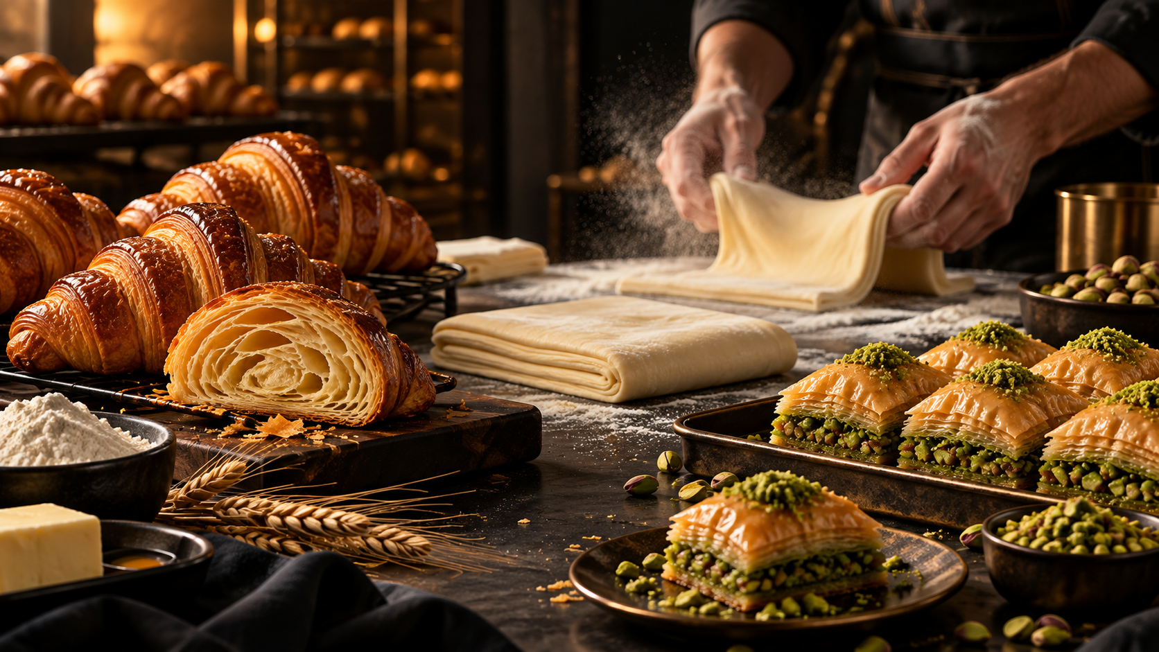 Kruvasan, hamur ve baklava üretim görseli