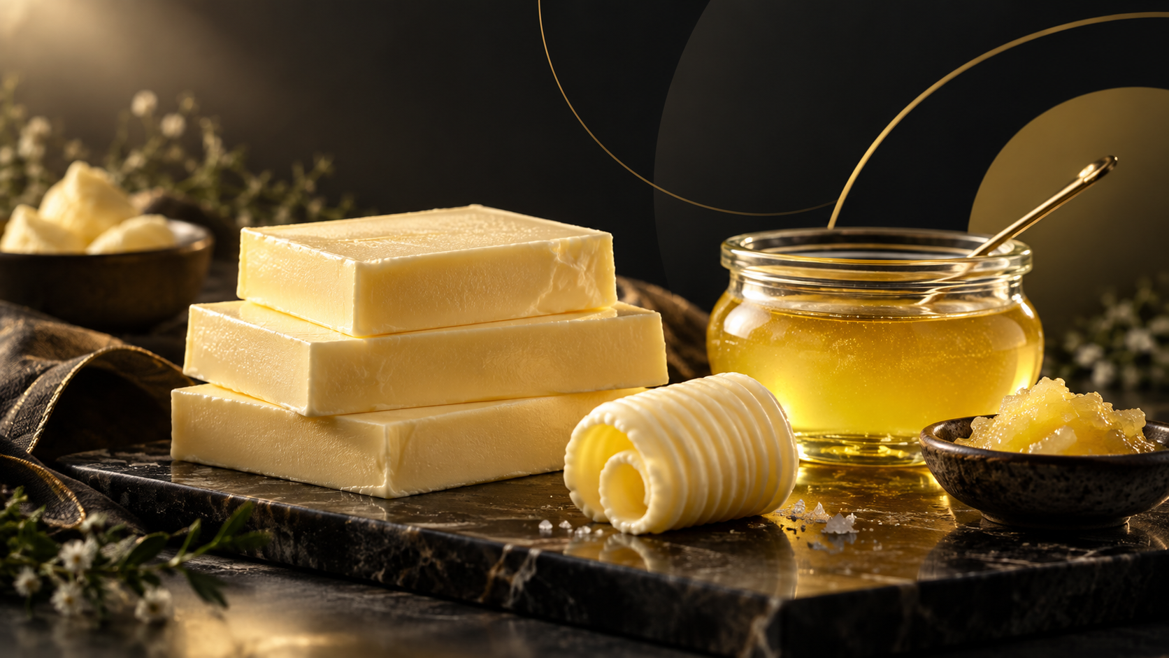 Dairy Casa ürün kategorilerini temsil eden tereyağı ve sade yağ görseli